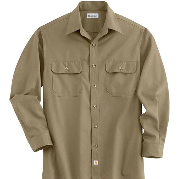 NWT Carhartt Shirt Mens XL Khaki Twill Button Up Long Sleeve Chest Pockets Work - Picture 2 of 10